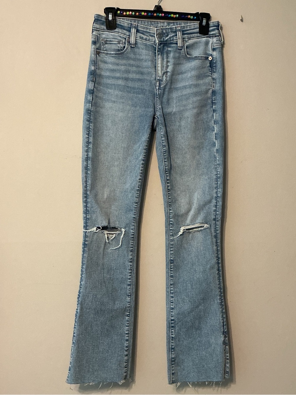 American Eagle Outfitters Light Blue Distressed Flare Jeans